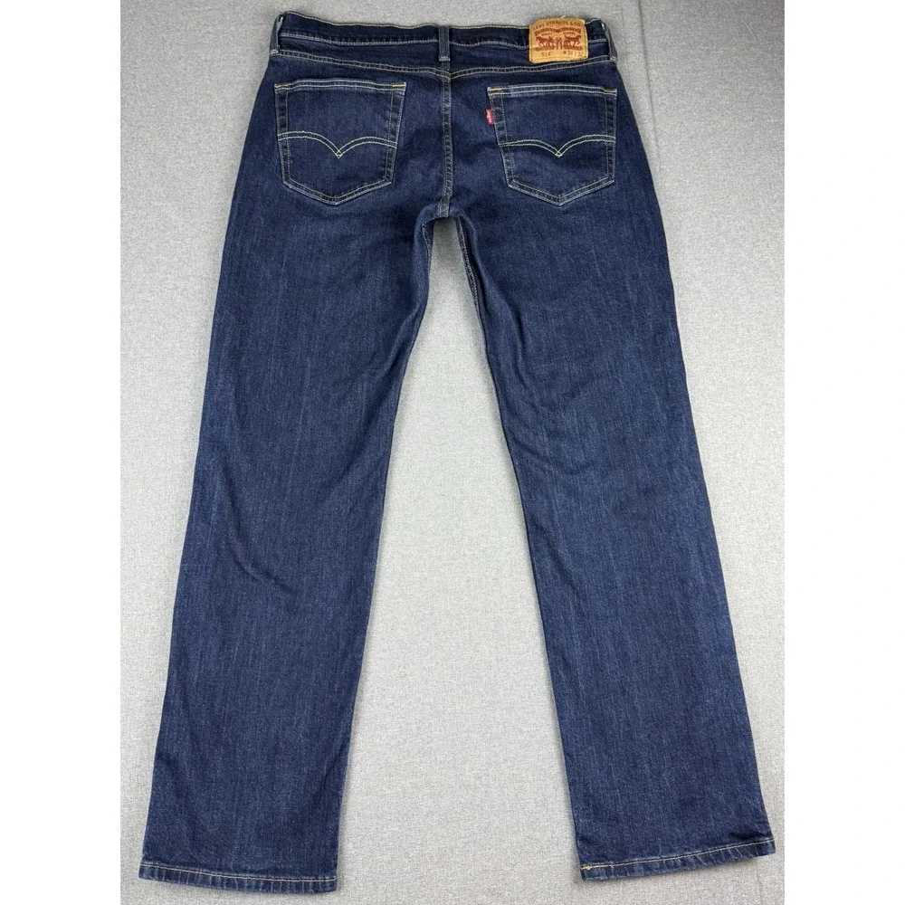 Levi's 514 Men's 34x32 Dark Wash Straight Fit Jeans Blue Denim